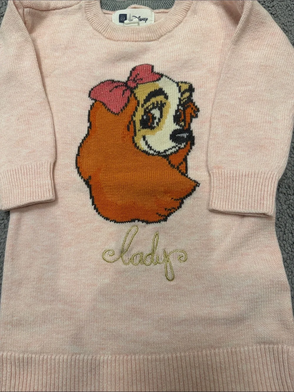 GAP Pink Knit Dress with Orange Lady Graphic
